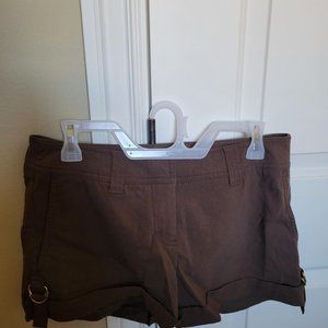 Vintage brown shorts with gold buckle detail